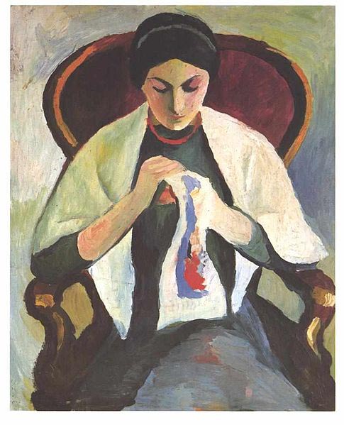 August Macke Embroidering woman